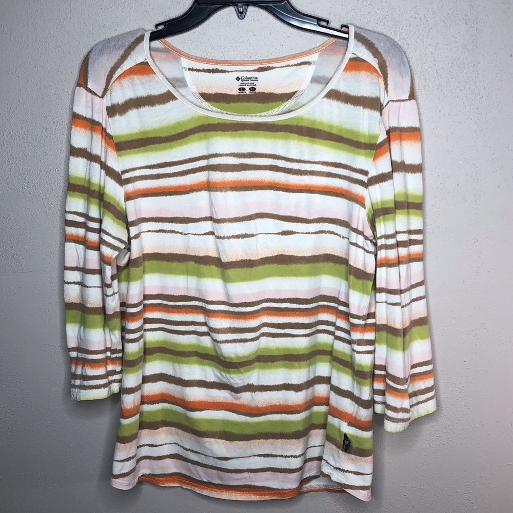 Columbia Womens striped long sleeve shirt size L